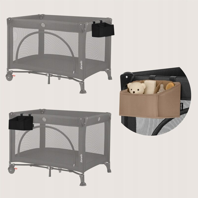 Organizator multifunctional, Lionelo, Sidepocket S, 26x12x15 cm, 2 compartimente, Universal, Constructie ranforsata, Negru