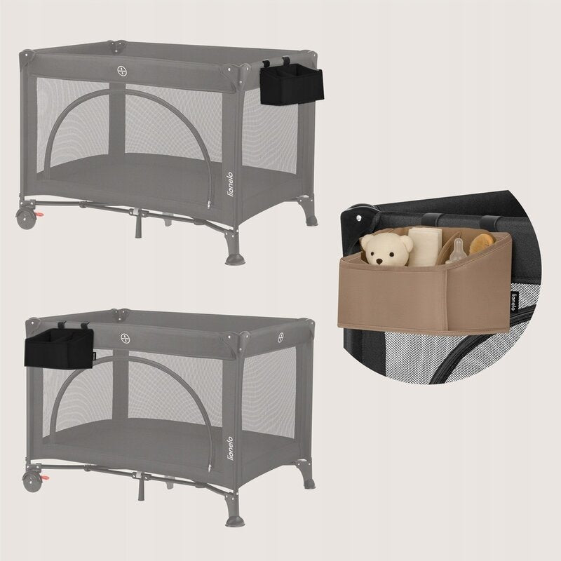 Organizator multifunctional, Lionelo, Sidepocket S, 26x12x15 cm, 2 compartimente, Universal, Constructie ranforsata, Negru