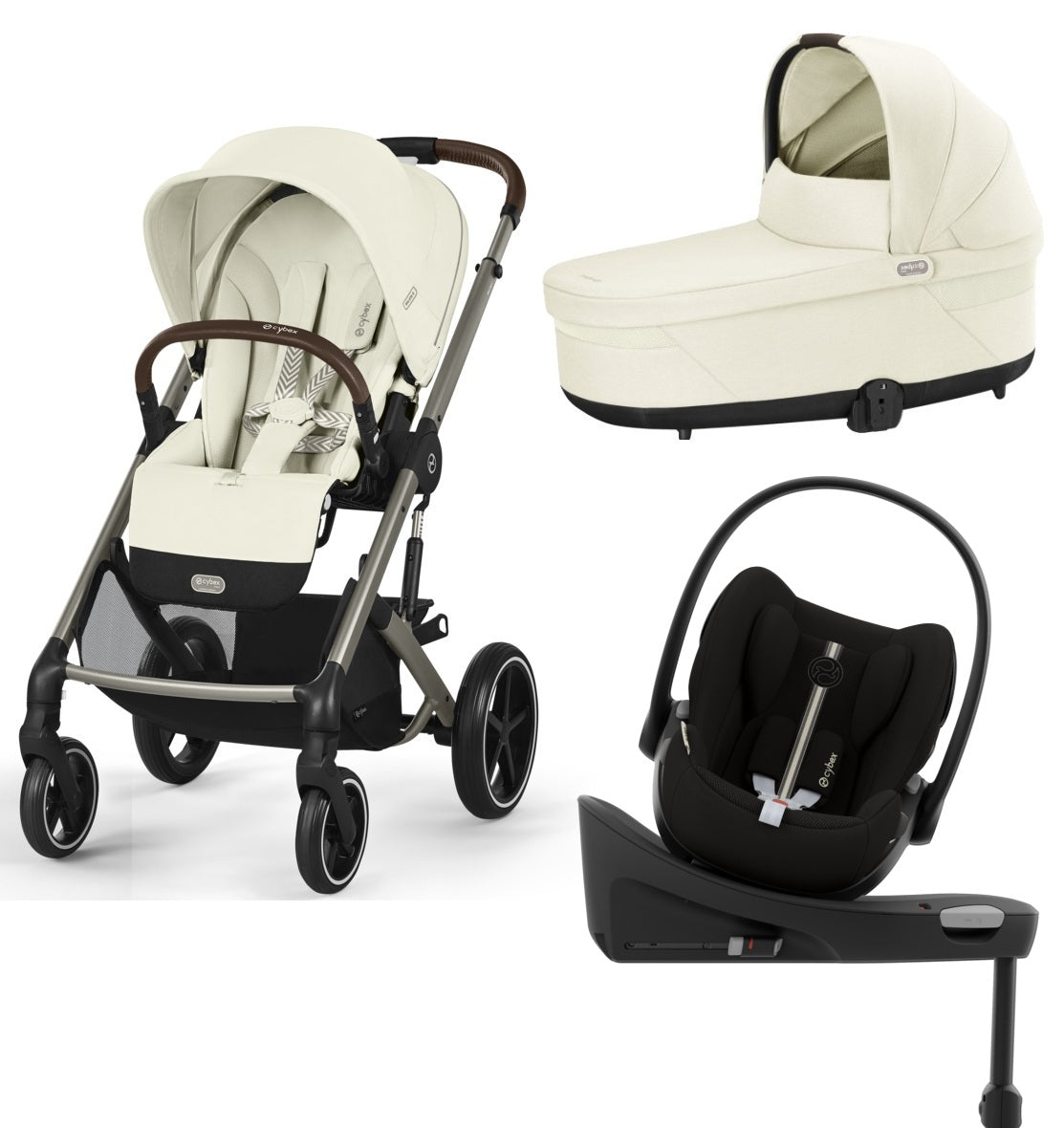 Pachet Cărucior 4 in 1 Cybex Balios S Lux Landou Scoică Cloud G i-Size Bază Isofix 360