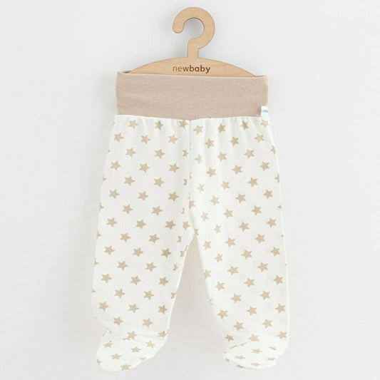 Pantalonasi, New Baby, Cu botosei, Marime 56, Din bumbac 100%, Classic II Beige Stars
