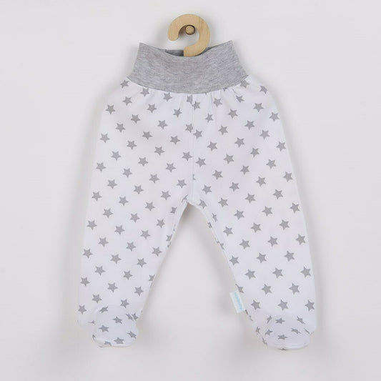 Pantalonasi, New Baby, Cu botosei, Marime 56, Din bumbac 100%, Classic II Grey with stars