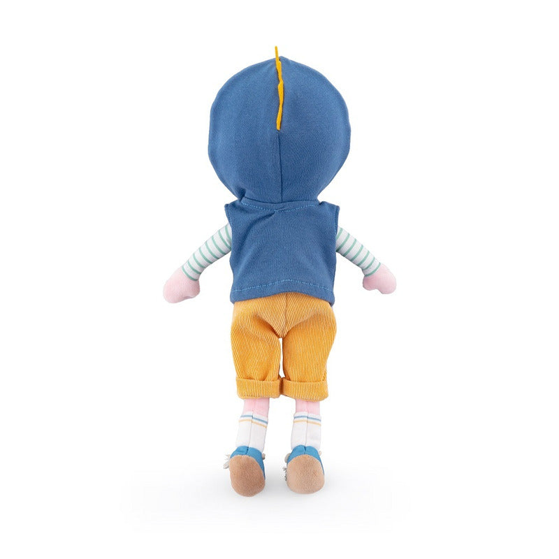 Papusa, Petite&Mars, Max 14 x 34 cm, 0 luni+, Ambalaj cu mini puzzle din carton, 35 cm, Albastru