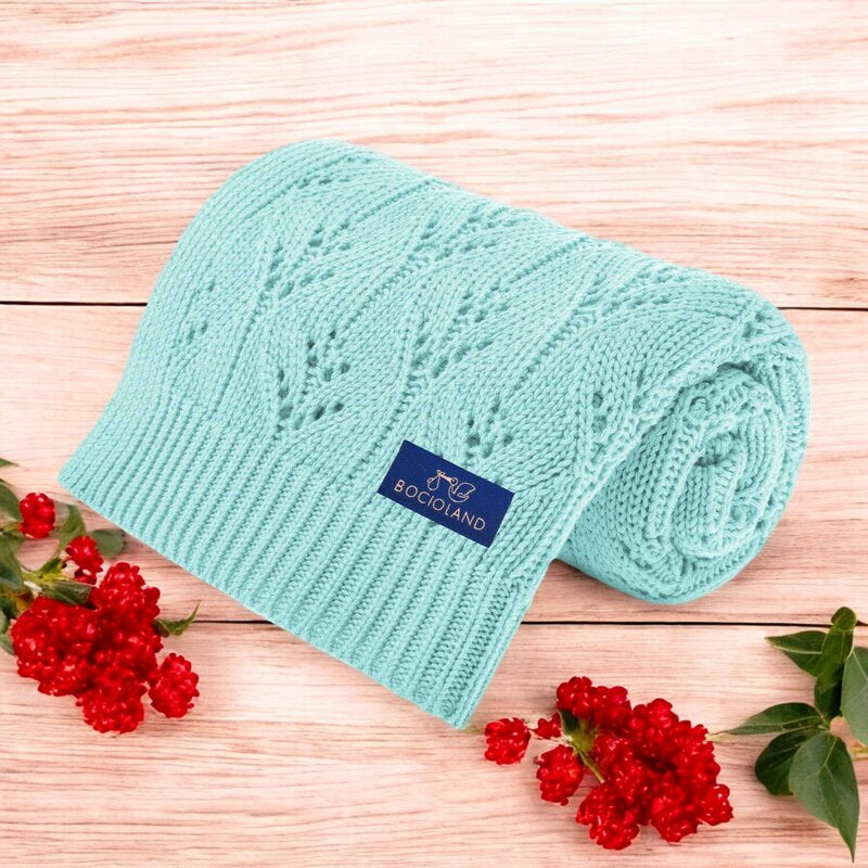 Paturica, Bocioland, Milano, Pentru copii, Moale, Din bambus si bumbac, Cu proprietati de termoreglare, Antialergica si antibacteriana, Dimensiune mare 80 x 100 cm, Mint