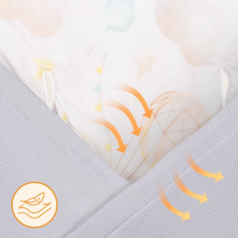 Paturica de infasat, Lionelo, Pentru scoica auto, carucior si landou, Cu multiple utilizari, Cu inchidere arici velcro, Dimensiune 90x90 cm, Din bumbac, TOG 2.5, 12-18 luni, Albastru