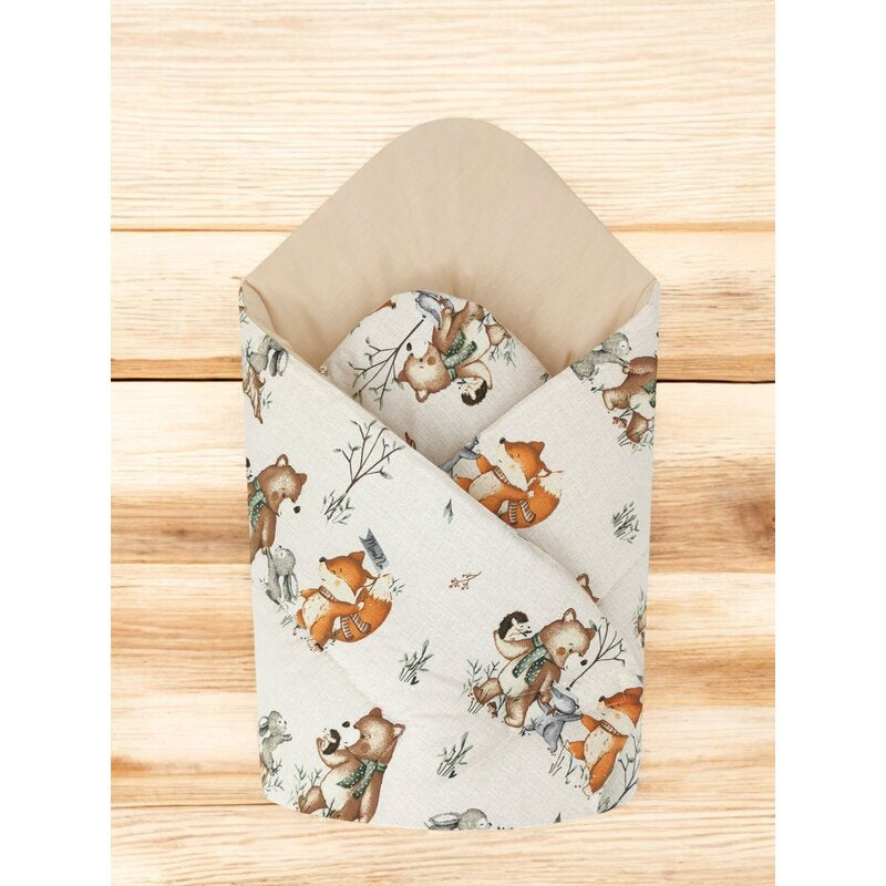 Paturica de infasat, MimiNu, Cu doua fete, Cu multiple utilizari, Cu inchidere arici velcro, Dimensiune 75x75 cm, Din bumbac certificat Oeko Tex Standard 100, Design, Time for fun