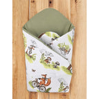 Păturică de înfășat Qmini Fox on bikes Natural 75x75 cm – detaliu material