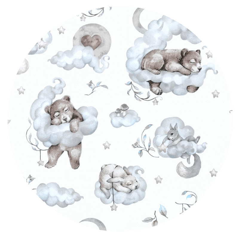 Paturica de infasat, Qmini, Cu doua fete, Cu multiple utilizari, Cu inchidere arici velcro, Dimensiune 75x75 cm, Din bumbac certificat Oeko Tex Standard 100, Teddy Bear and Friends Blue