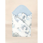 Păturică de înfășat Qmini Elephants on Rainbow Blue 75x75 cm – detaliu material