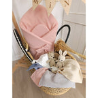 Păturică de înfășat Qmini Muslin 75x75 cm, Roz pudrat – prezentare produs