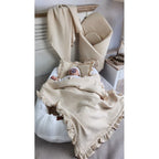 Păturică de înfășat Qmini Muslin 75x75 cm, Bej cald – imagine 8