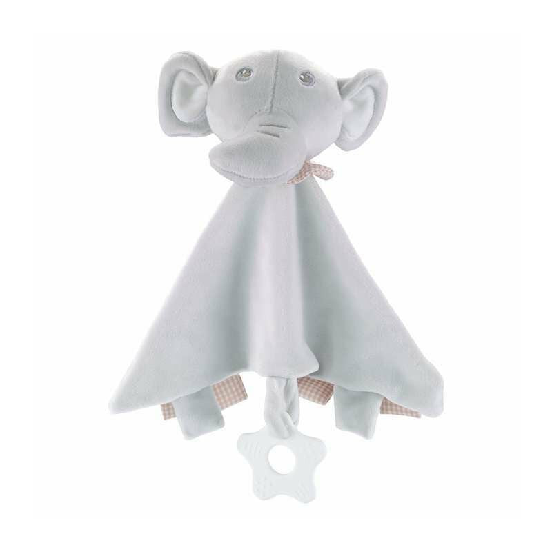 Paturica, Free2Play, Elephant, Moale, Cu zornaitoare, Cu jucarie dentitie, 33 x 33 x 8 cm, Grey