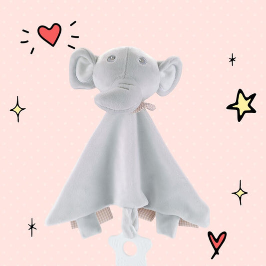 Paturica, Free2Play, Elephant, Moale, Cu zornaitoare, Cu jucarie dentitie, 33 x 33 x 8 cm, Grey