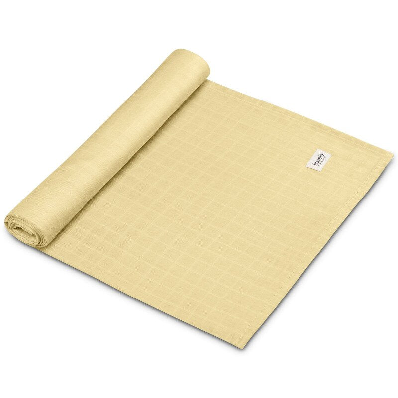 Muselina Lionelo Bamboo Swaddle 120x120 cm din bambus, galben