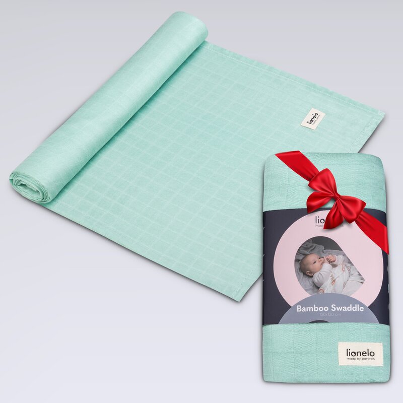 Muselina, Lionelo, Multifunctionala, Din bambus, Ideala pentru infasat, Cu proprietati antibacteriene, antifungice si antialergice, Lavabila la masina de spalat, 120x120 cm, Verde