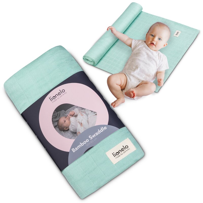 Muselină Lionelo Bamboo Swaddle Green Mint – ambalaj și utilizare