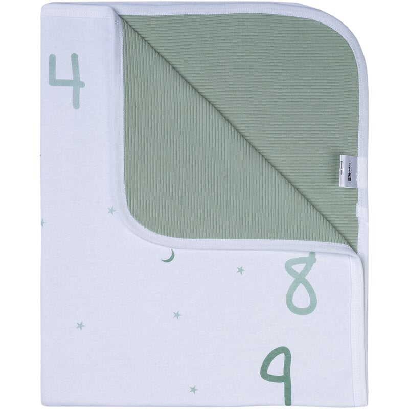 Păturică Bubaba My First Year Bumbac 100% 70x90cm Imprimeu Luni Mint/White