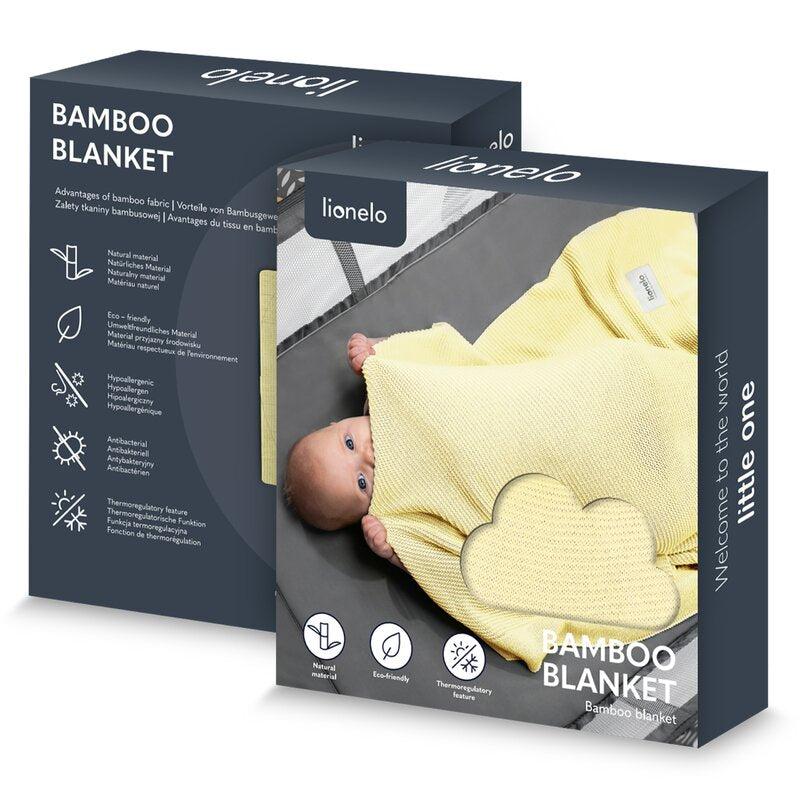 Paturica multifunctionala, Lionelo, Din bambus, Cu proprietati de termoreglare, Antibacteriana, Antifungica, Antialergice, Lavabila la masina de spalat, 100x75 cm, Galben