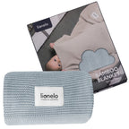 Păturică Lionelo Bamboo Blanket Grey – păturică rulată lângă ambalaj