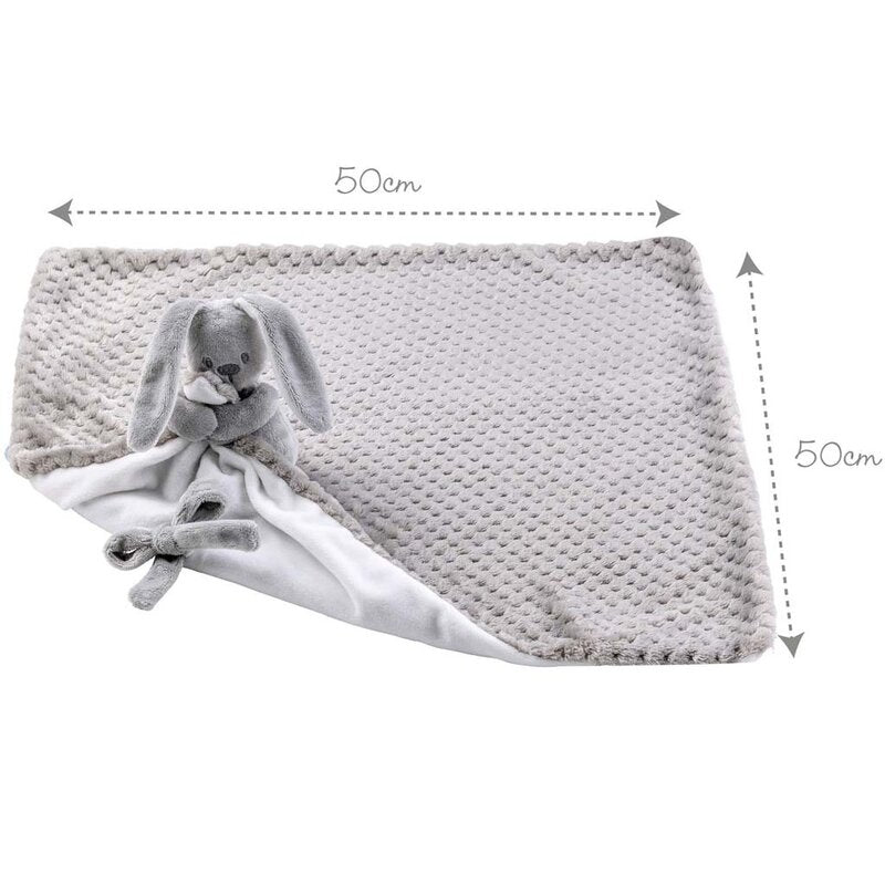 Paturica, Nattou, De plus, Moale, Cu melodie, Cu jucarie dentitie, Primul prieten al celor mici, 50x50 cm, 0 luni+, Grey/White