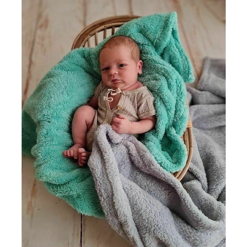 Paturica pufoasa, Bocioland, Pentru copii, Din fleece, Dimensiune mare 80 x 100 cm, Mint