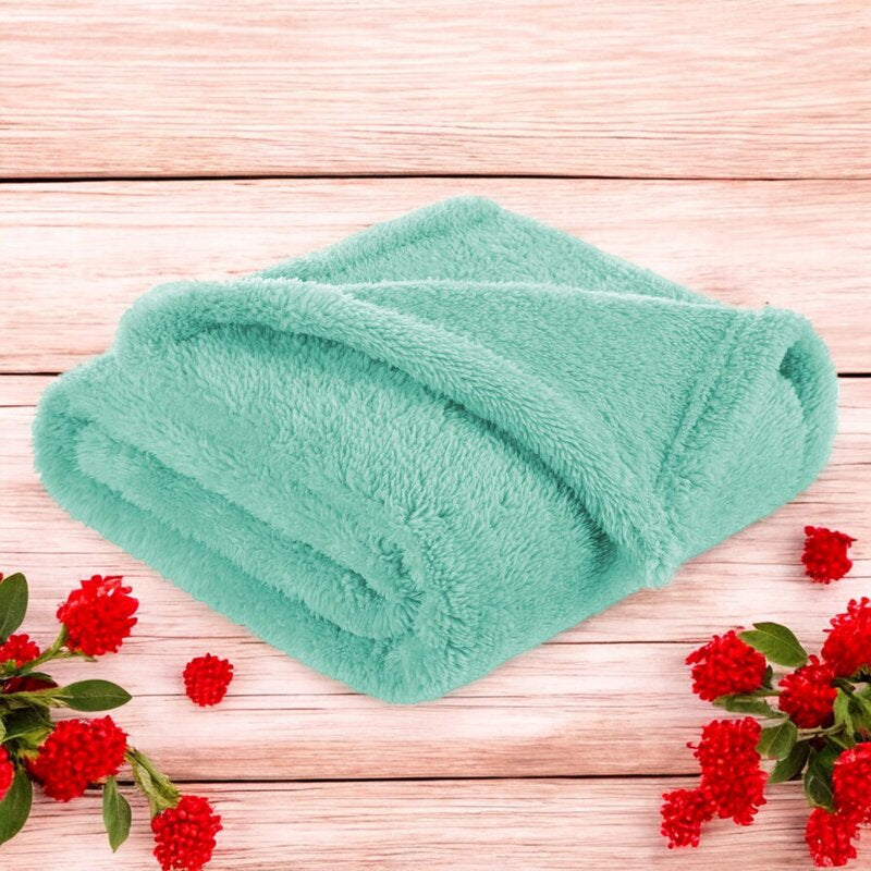 Paturica pufoasa, Bocioland, Pentru copii, Din fleece, Dimensiune mare 80 x 100 cm, Mint