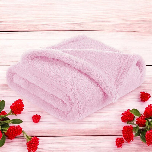 Paturica pufoasa, Bocioland, Pentru copii, Din fleece, Dimensiune mare 80 x 100 cm, Pink