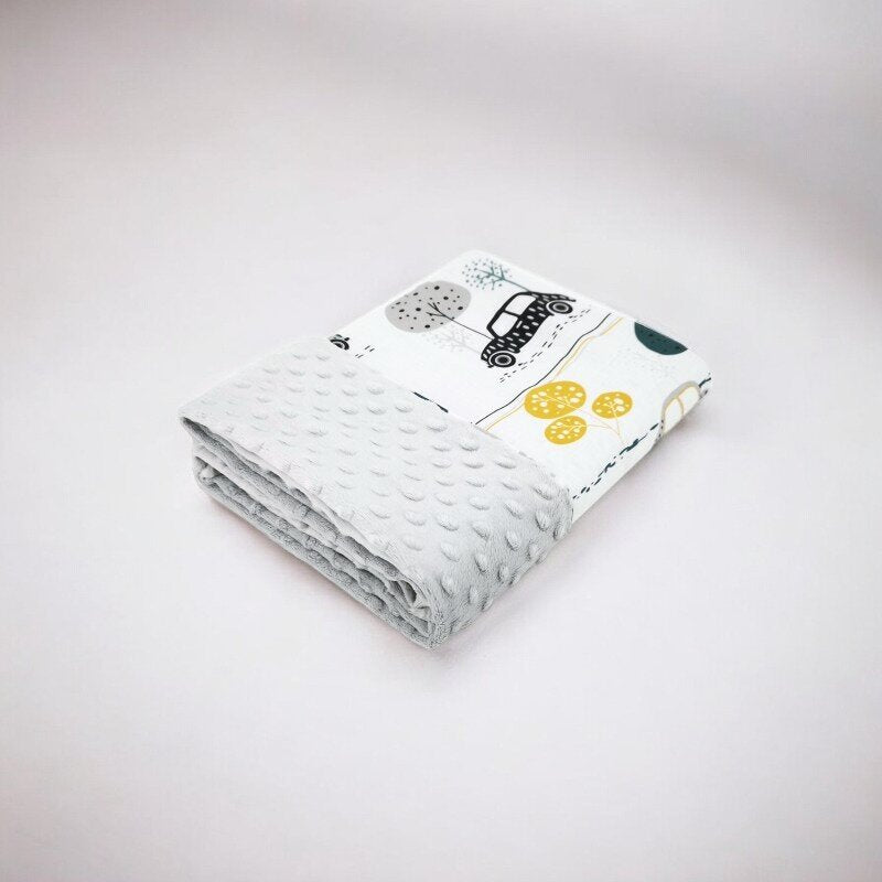 Paturica pufoasa, MimiNu, Cu doua fete, Dimensiune 75x100 cm, Din tesatura Minky si bumbac, Materiale certificate Oeko Tex Standard 100, Childrens Journey Grey