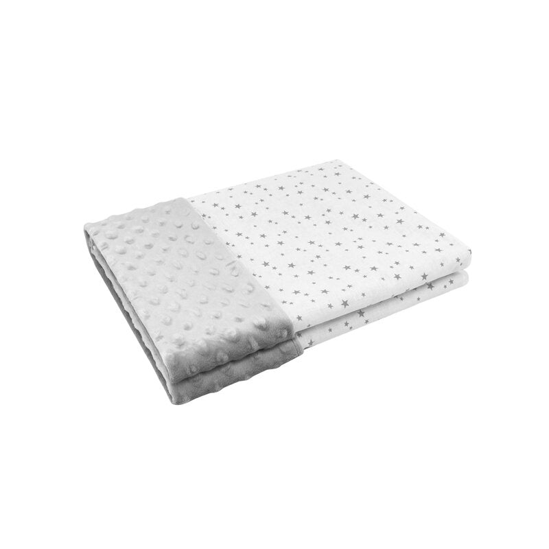 Păturică MimiNu Mini Gray Stars, 75x100 cm, Minky și bumbac