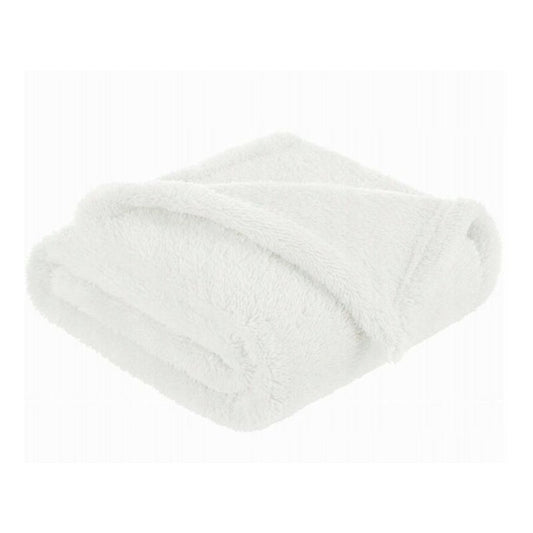 Paturica Pufoasa MimiNu din Fleece pentru Copii 75x100 cm Alb