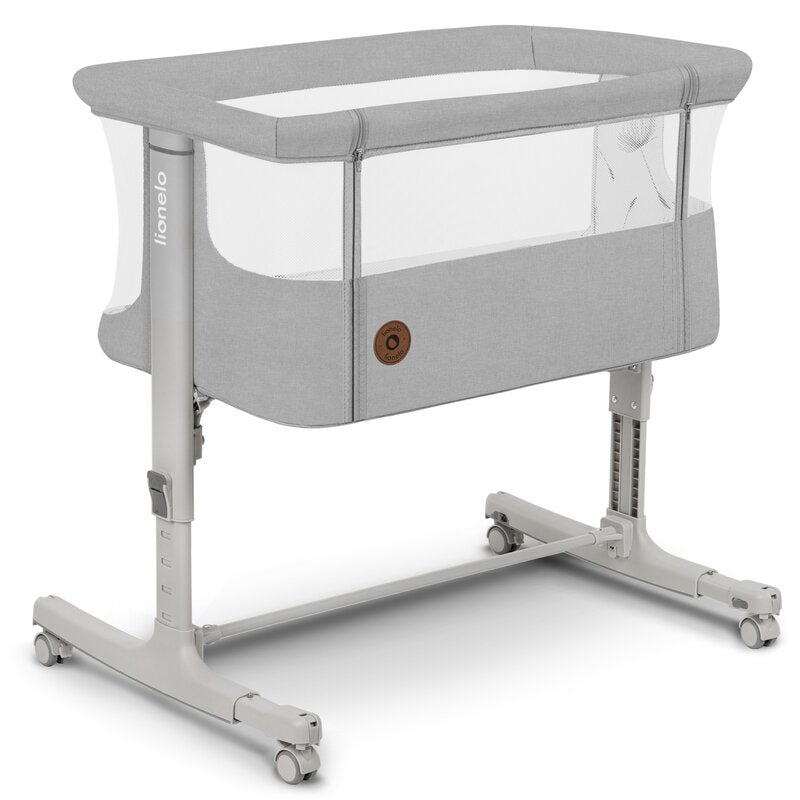 Patut co-sleeper Lionelo Aurora 3in1 Gri deschis - vedere laterala