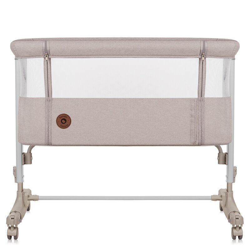 Patut co-sleeper, Lionelo, Aurora, 3 in 1, Cu leganare si setare unghiulara, Cu saltea, 0 luni+, Certificari EN 1130:2019+AC:2020, EN 16890:2, Bej
