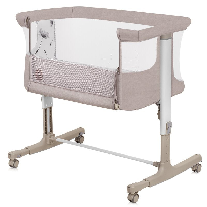 Patut co-sleeper, Lionelo, Aurora, 3 in 1, Cu leganare si setare unghiulara, Cu saltea, 0 luni+, Certificari EN 1130:2019+AC:2020, EN 16890:2, Bej