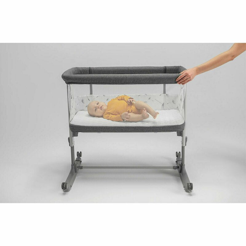 Patut co-sleeper, Lionelo, Aurora, 3 in 1, Cu leganare si setare unghiulara, Saltea cu densitate T25 si geanta transport, Reglabil in 5 pozitii pe inaltime, Pana la 9 kg, 0 luni+, 85x60x66 cm, EN 1130:2019+AC:2020, EN 16890:2, Bej Taupe
