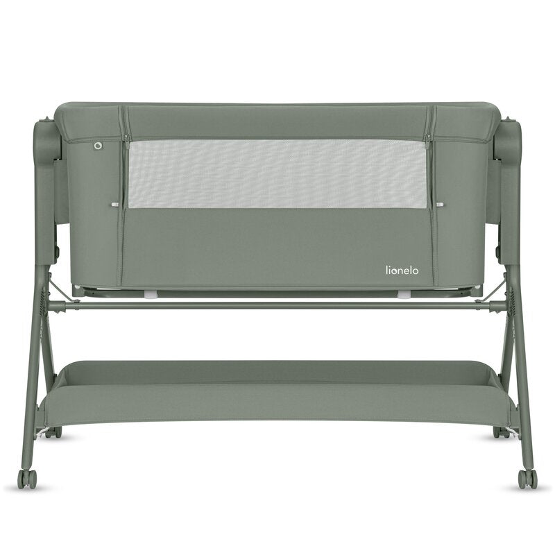 Patut co-sleeper, Lionelo, Leonie Plus, Pliabil, Cu sistem de leganare, Cu setare unghiulara, Reglabil in 6 pozitii pe inaltime, Conform cu standardele europeane de securitate EN1130 si EN16890, Verde