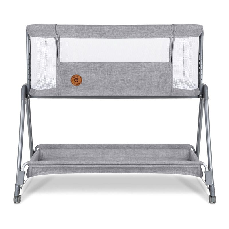 Patut co-sleeper, Lionelo, Luna, 2 in 1, Cu laterala culisanta, Cu setare unghiulara, Cu roti, Reglabil in 6 pozitii pe inaltime, Gri deschis