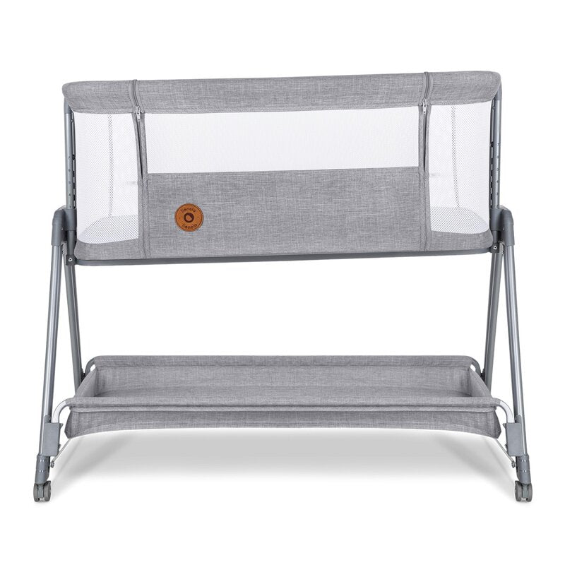 Patut co-sleeper, Lionelo, Luna, 2 in 1, Cu laterala culisanta, Cu setare unghiulara, Cu roti, Reglabil in 6 pozitii pe inaltime, Gri deschis