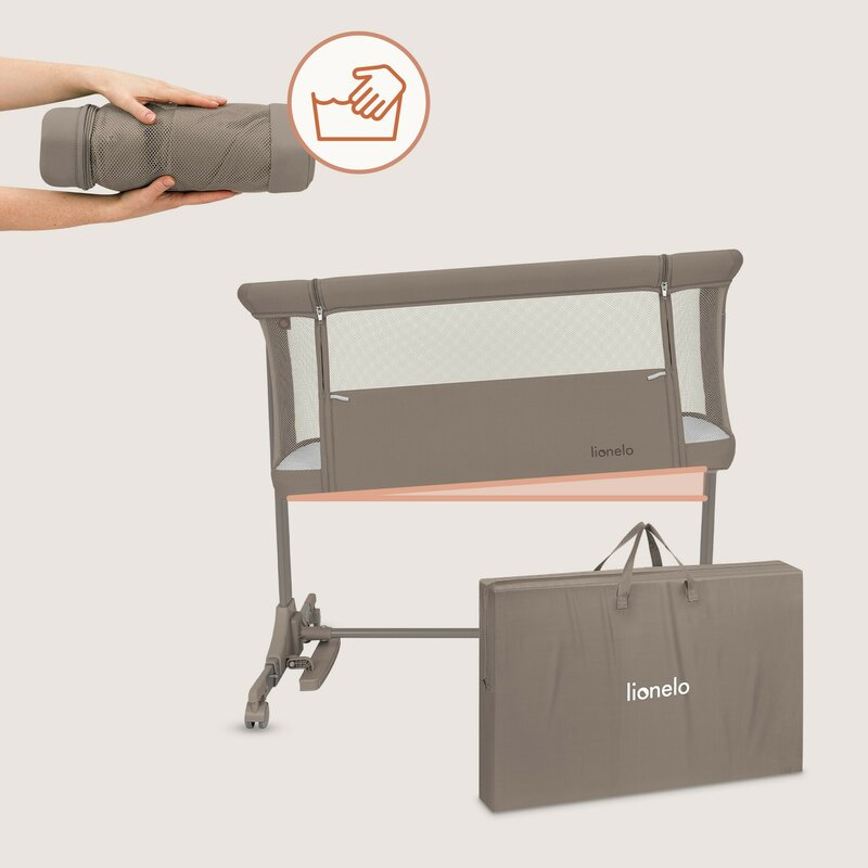 Patut Co-Sleeper Lionelo Pari Multifunctional 3 in 1 cu Leganare si Reglaj 6 Niveluri