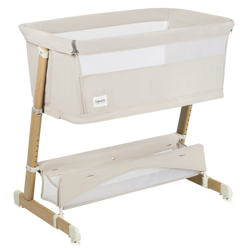 Patut co-sleeper, Lionelo, Thomi Plus, 5 in 1, Multifunctional, Sustine pana la 9 kg ca patut, 15 kg tarc de joaca, 100 kg canapea, Inaltime reglabila in 7 pozitii, De la nastere pana la 4 ani, Cu 2 saltele din spuma T25, 94x70x77-93,5 cm, Bej