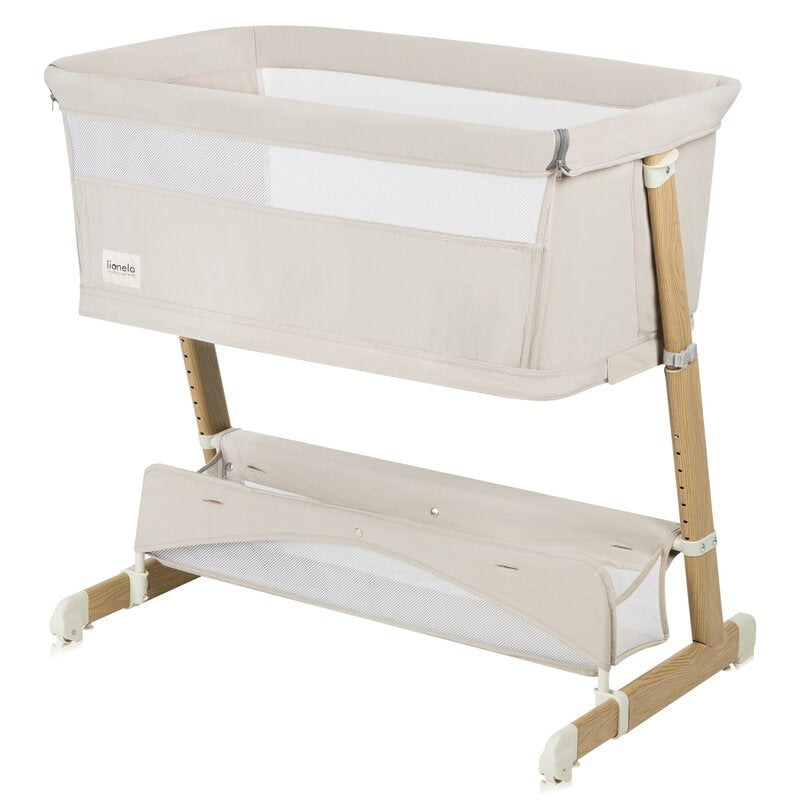 Patut co-sleeper, Lionelo, Thomi Plus, 5 in 1, Multifunctional, Sustine pana la 9 kg ca patut, 15 kg tarc de joaca, 100 kg canapea, Inaltime reglabila in 7 pozitii, De la nastere pana la 4 ani, Cu 2 saltele din spuma T25, 94x70x77-93,5 cm, Bej