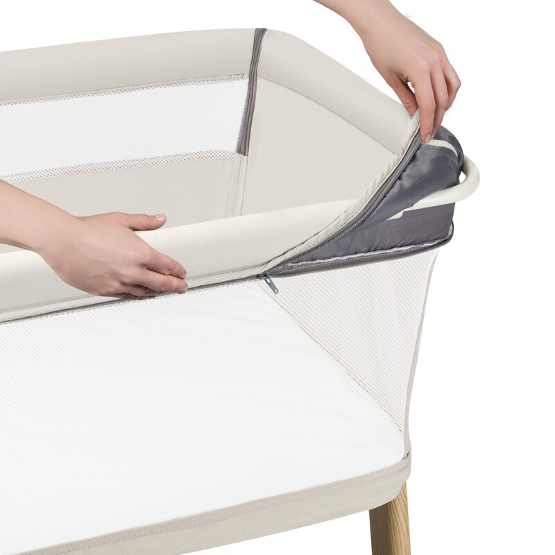 Patut co-sleeper, Lionelo, Thomi Plus, 5 in 1, Multifunctional, Sustine pana la 9 kg ca patut, 15 kg tarc de joaca, 100 kg canapea, Inaltime reglabila in 7 pozitii, De la nastere pana la 4 ani, Cu 2 saltele din spuma T25, 94x70x77-93,5 cm, Bej