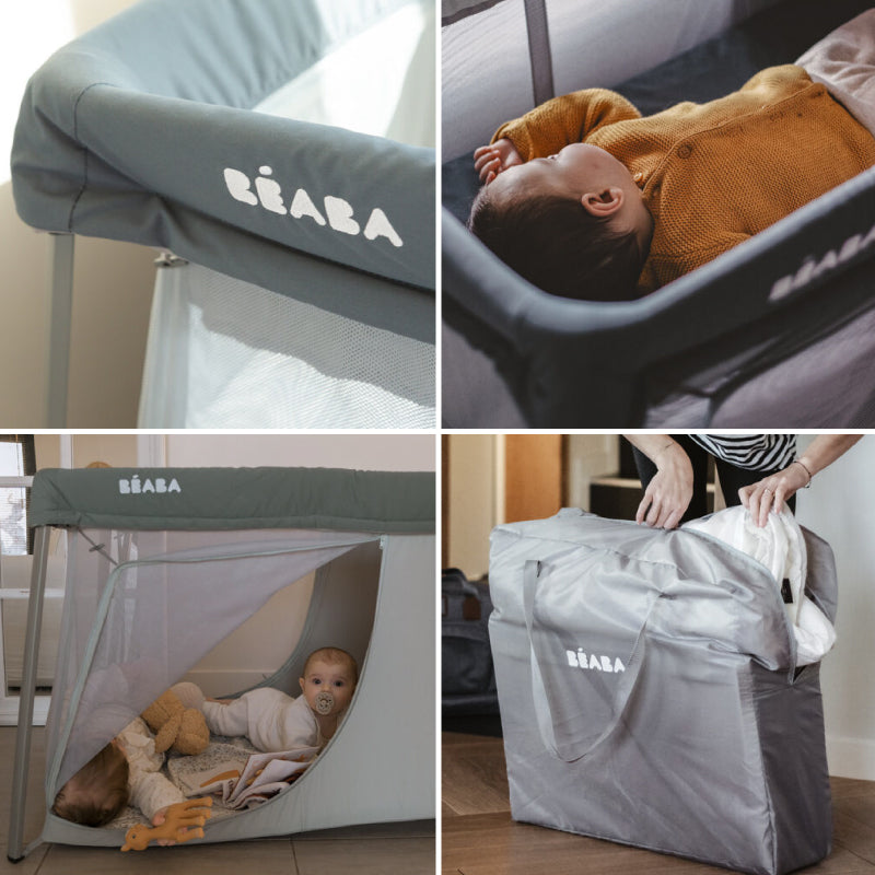 Patut de calatorie 3 in 1 Beaba Eazy Sleep Mineral Grey
