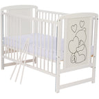 Pătuț din lemn Qmini Timmi Heart 120x60 cm, cu laterală culisantă, Alb – imagine 7