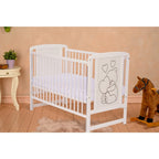 Pătuț din lemn Qmini Timmi Heart 120x60 cm, cu laterală culisantă, Alb – imagine 5