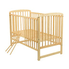 Pătuț BabyNeeds Ola 120x60 cm natur – trei bare laterale detașate, lângă pătuț