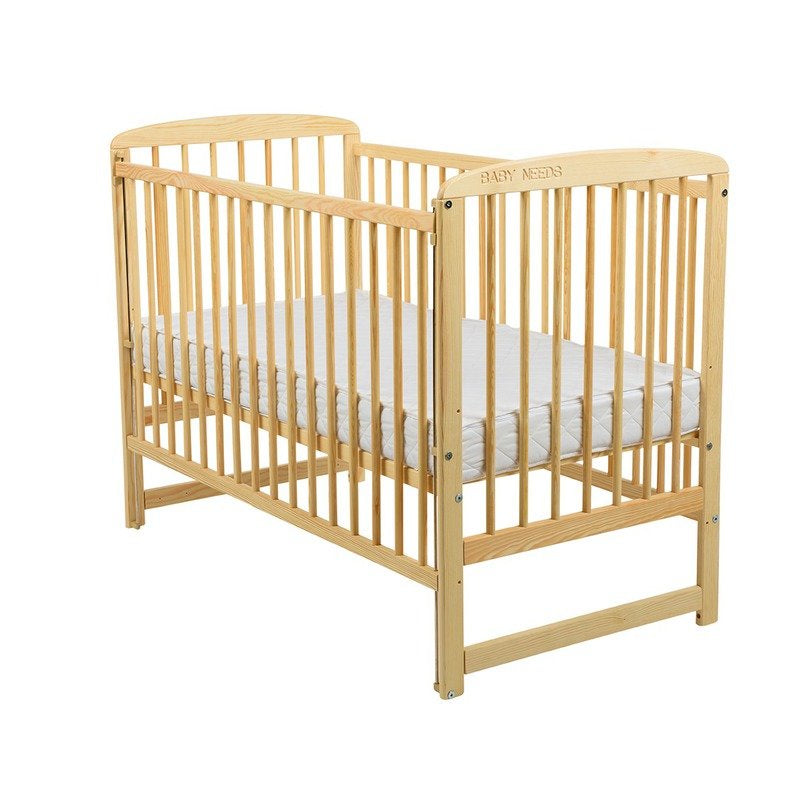 Pătuț BabyNeeds Ola 120x60 cm natur – laterala culisantă ridicată