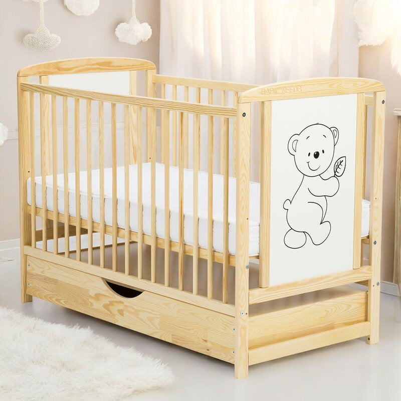 Pătuț BabyNeeds Timmi 120x60 cm natur – pătuț în cameră luminoasă