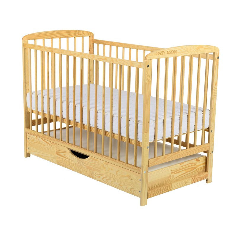 Pătuț BabyNeeds Ola 120x60 cm natur – pătuț cu sertarul închis