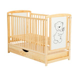 Pătuț BabyNeeds Timmi 120x60 cm natur – sertar închis și somieră fără saltea