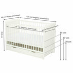 Pătuț din lemn Qmini Julia 120x60 cm, cu sertar, Alb – imagine 4
