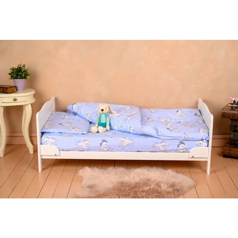 Pătuț BabyNeeds Nadia 140x70 cm alb – pat junior văzut din lateral